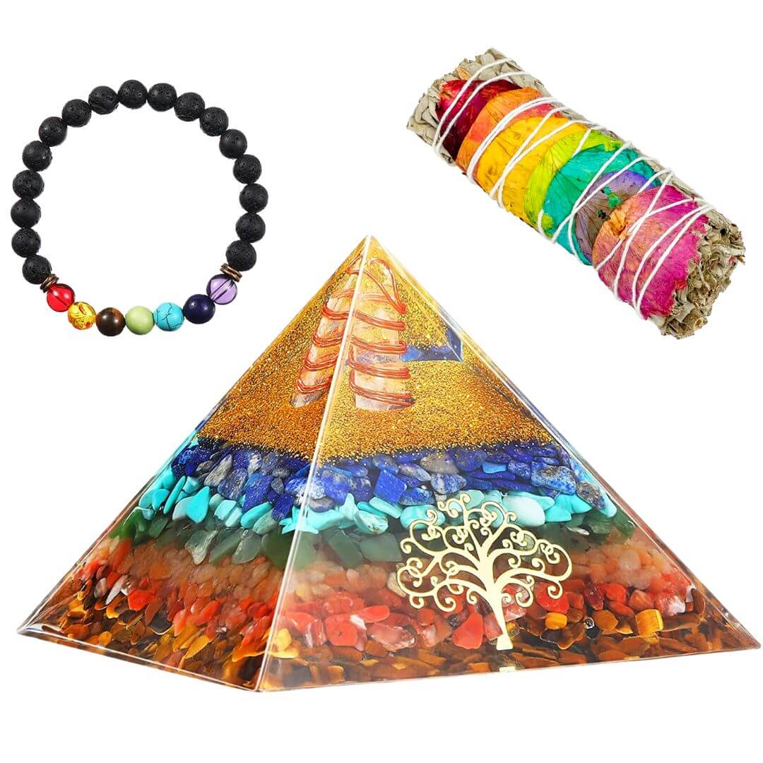 Chakra Healing Orgone Pyramid – FREE Gifts Included